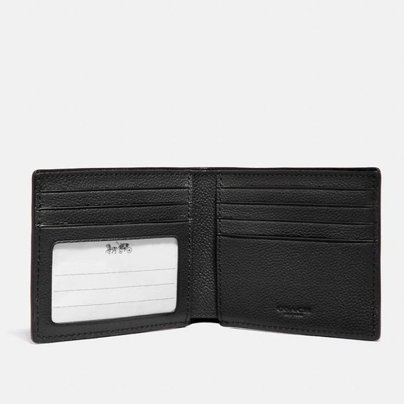NWT COACH Men's Id Billfold Wallet in Black Leather with Coach Gift Box - Picture 5 of 5